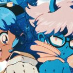 Key art for Orbitals, showcasing vibrant 80s anime-inspired graphics and co-op gameplay.