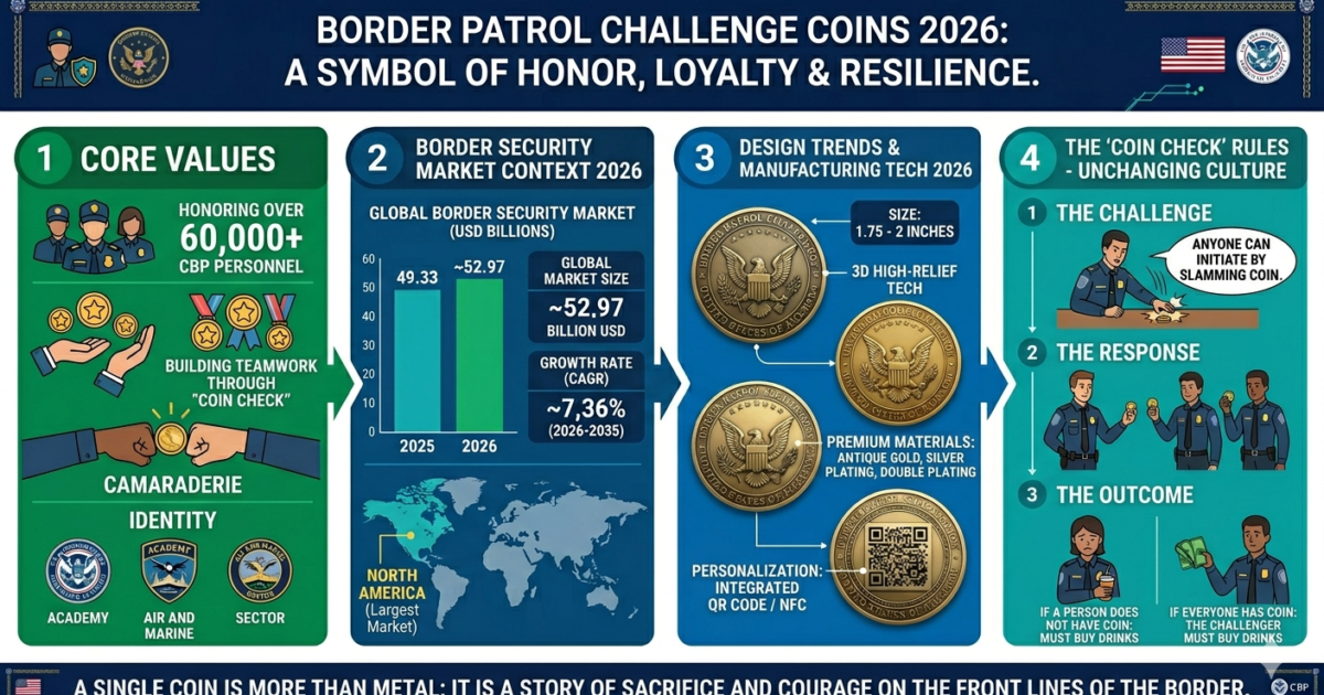 Border Patrol coins displayed with a focus on their operation-themed designs