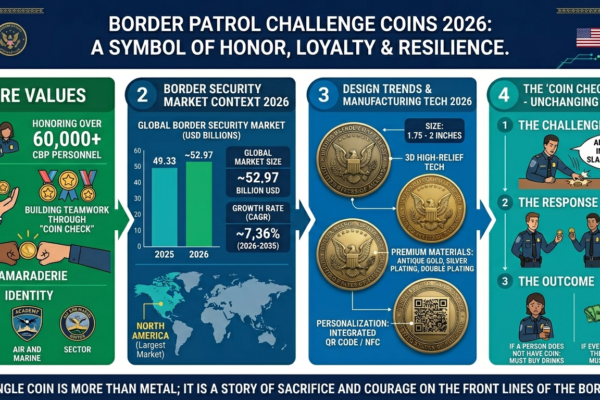 Border Patrol coins displayed with a focus on their operation-themed designs