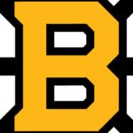 Boston Bruins and Buffalo Sabres players face off during a playoff game at KeyBank Center.