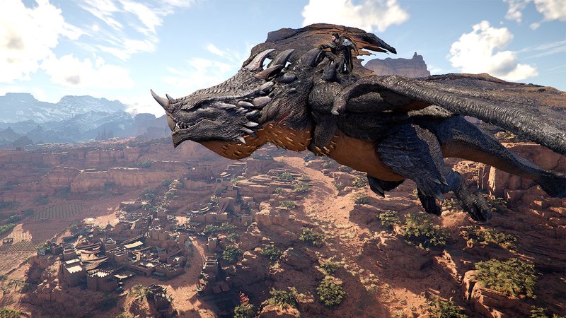 Kliff riding a dragon in Crimson Desert