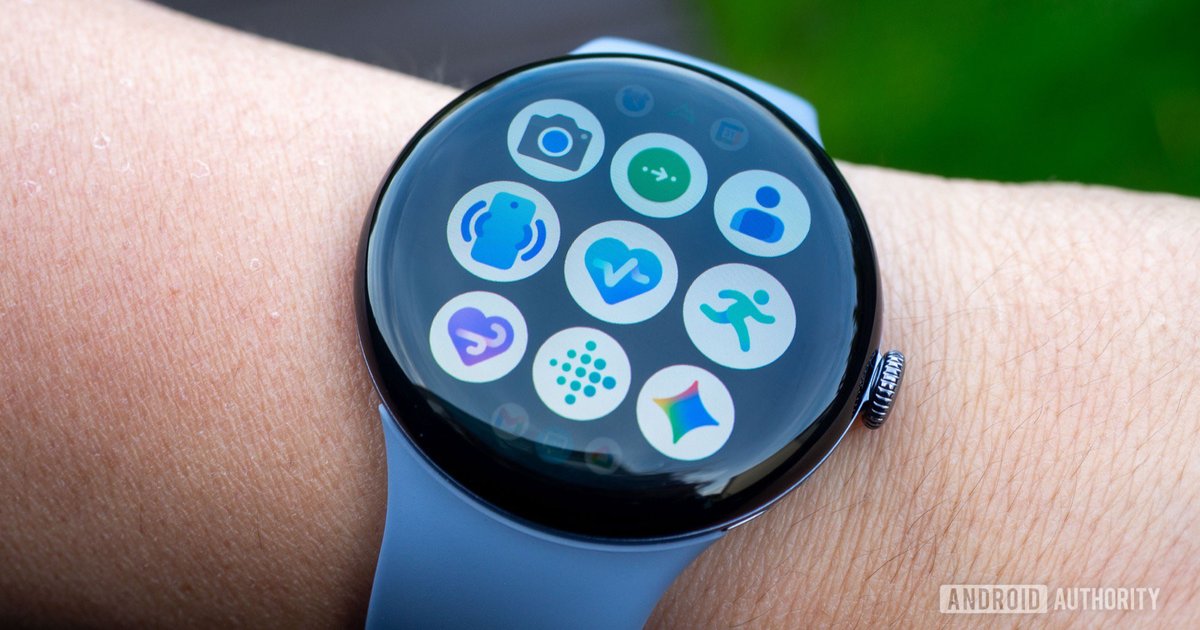 A smartwatch displaying the Google Wear OS interface, showcasing new features and updates.