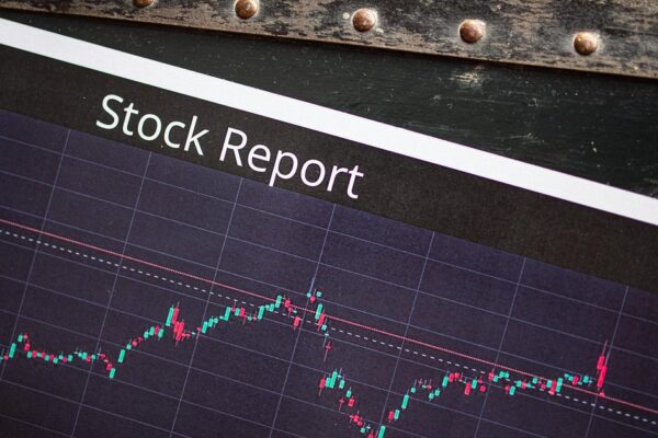 Intuit logo with stock market graph highlighting a decline