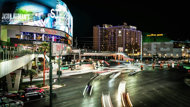 The iconic Las Vegas Strip, a hub for tourism and entertainment.