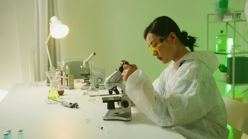A researcher examining genetic samples, highlighting the study of evolution.